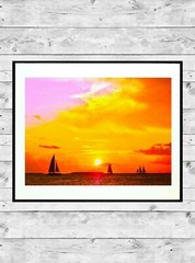 KEY WEST Sunset 11×14″ Matted Art Photo Photograph Sailing Colorful Florida Keys