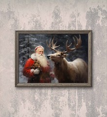 Digital Print, Santa Claus Christmas Wall Art, Farmhouse Christmas Decor