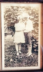 circa 1920s THE MARRIAGE PROPOSAL, 3 FRAMED PHOTOGRAPHS, ORNATE WOOD FRAME