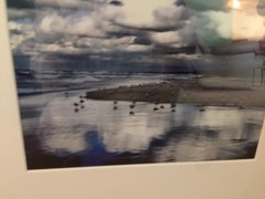 Black Framed and Matted 19×16″ Lake Michigan Stormy Shoreline Framed Art Picture