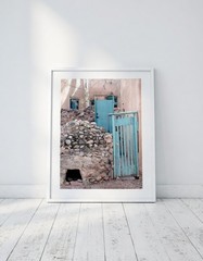 Santa Fe Adobe Blue Door Art Print, Southwest Photography