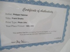 Frank Sinatra portrait photograph litho by Philippe Halsman 10×13 COA MINT OOAK!