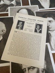 Famous English Poets Pamphlet & 6 Intaglio-gravure Pictures 9.5” H X 7”W