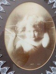Vintage Large Oval Frame 15×18 Cupid Awake + Cupid Sleeping Photographic Images