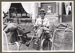 Photo Netherlands Delft Cafe Terrace Women Fashion 1950s