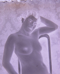 Artistic Woman Nude on a Chair Vintage Circa 1920 Large Glass Negative