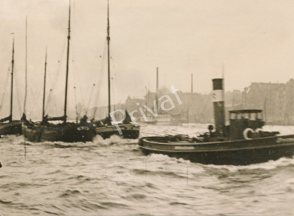 Foto Hamburg Harbor 1928 Sailing Ships Pilot Boats Panorama M1.75