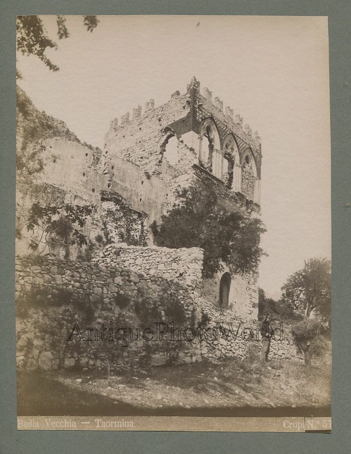 Man by Badia Vecchia Taormina Italy antique albumen photo by Giovanni Crupi