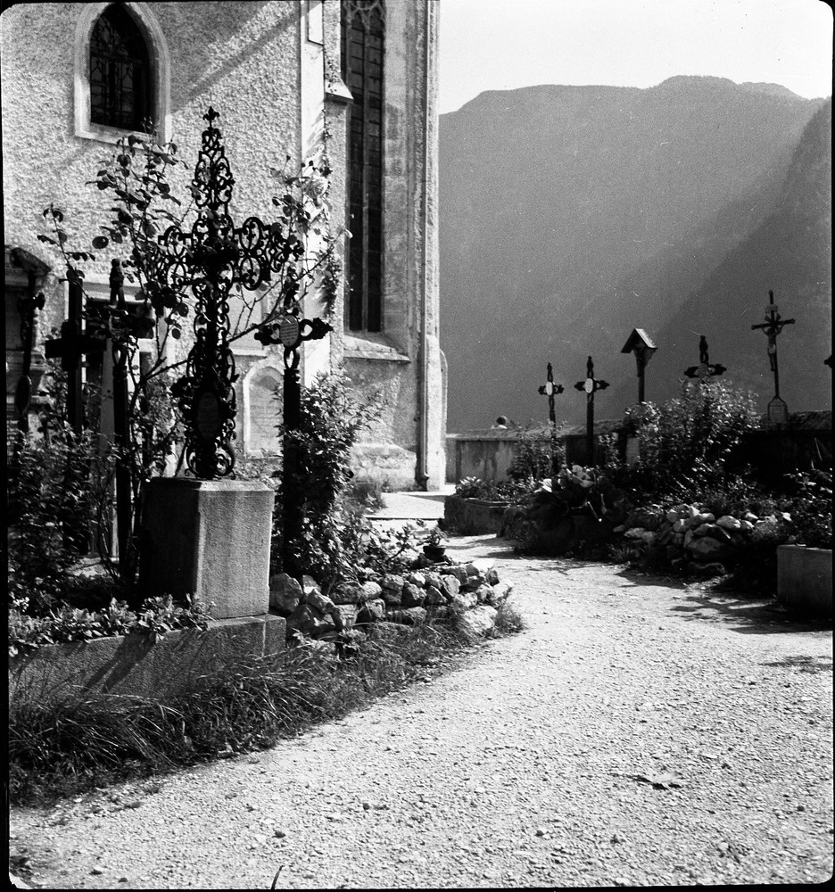 HALLSTATT village, Austria, cemetery, by Eduard PEZDIKA, vintage fine art negati
