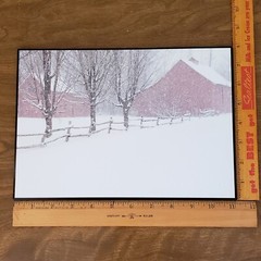 Snowy Red Barn Wall Art, Jonathan Hart Laminated Photo Reproduction by ArtiPL