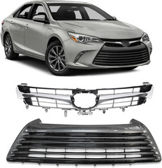 Front Upper & Lower Bumper Grille Assembly Fit for 2015 2016 2017 Toyota Camry L