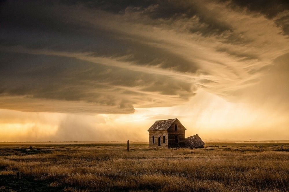 Storm Photography Print – Picture of Thunderstorm Over Old House in Colorado