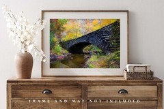 Autumn Photography Print – Picture of Stone Bridge in Great Smoky Mountains