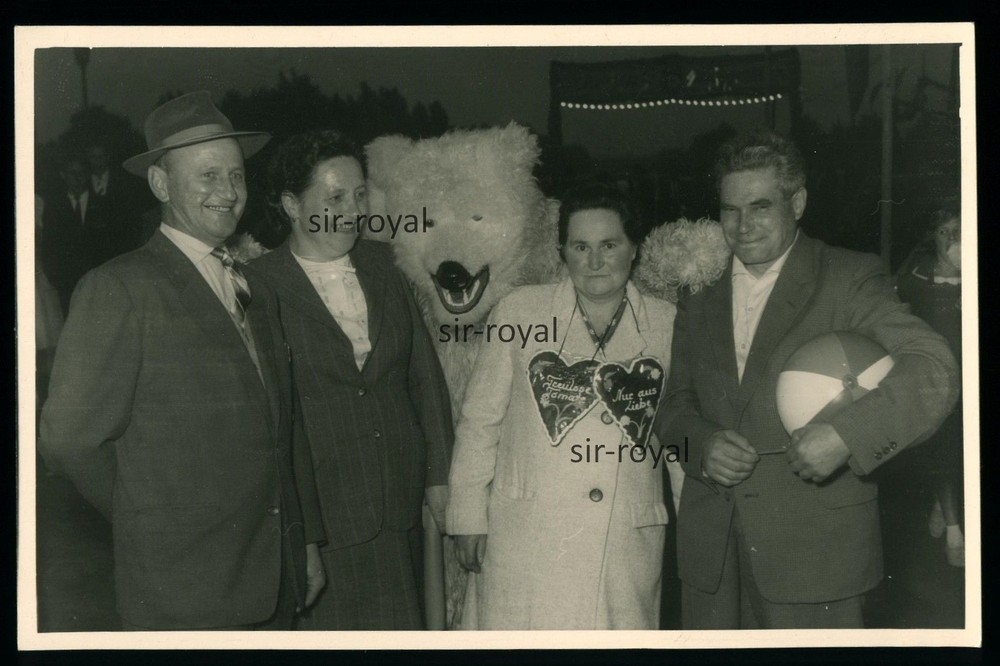Man in Polar Bear Costume Fair 1950s Hanover Maschseefest? Photo Postcard 14x9cm