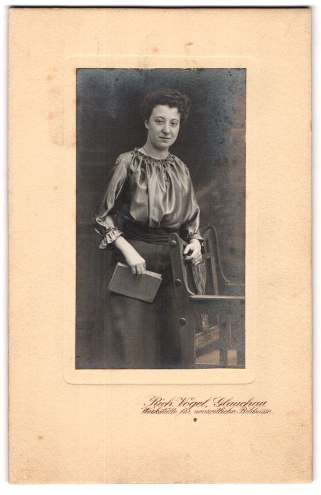 Photograph Rich. Bird, Glauchau, Young Lady in Pretty Blouse and Skirt