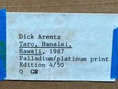 Dick Arentz, Taro, Hanalei, Hawaii, 1987, Palladium / Platinum Print