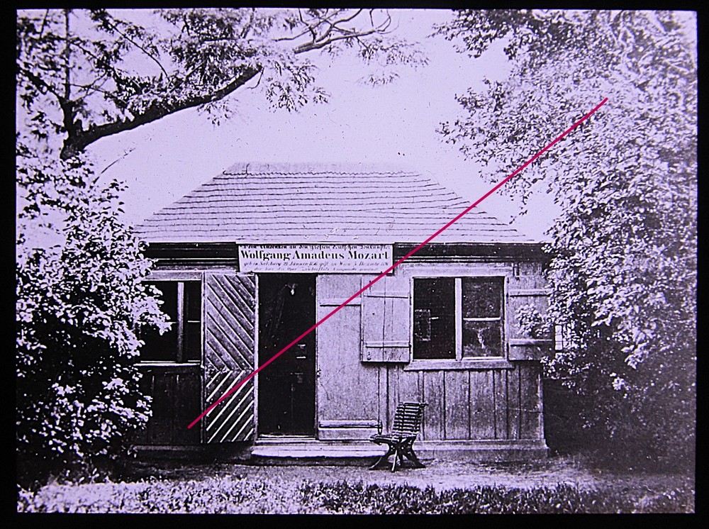Mozart Wolfgang Amadeus Garden Shed Freihaus Wieden Old Glass Picture 8.5 x 10 cm