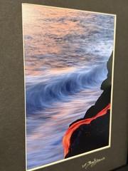 G Brad Lewis Signed Lava Ocean Photo “Endless Balance” Kilauea Volcano 5×7 in