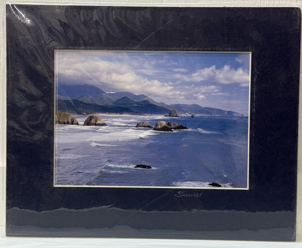 Sherrill SIGNED Matted Photo 8×10 Ecola State Park Oregon Coast Seascape VTG