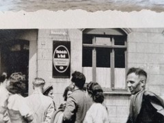 orig. Photo Ratingen 1940, Rosenstraße house number 43, inn, beer advertising (x)