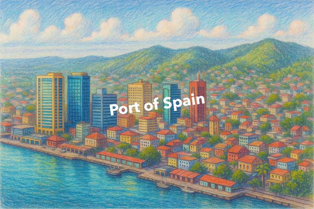 Port of Spain Coloured Pencil Art (AI GENERATED IMAGE)