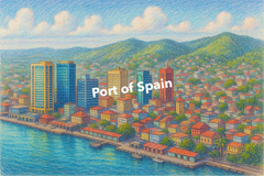 Port of Spain Coloured Pencil Art (AI GENERATED IMAGE)