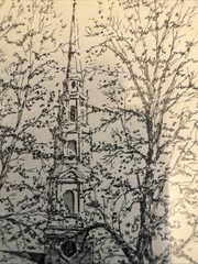 Vtg Framed Picture Of Park Street Church Boston Massachusetts 11” X 8.5”