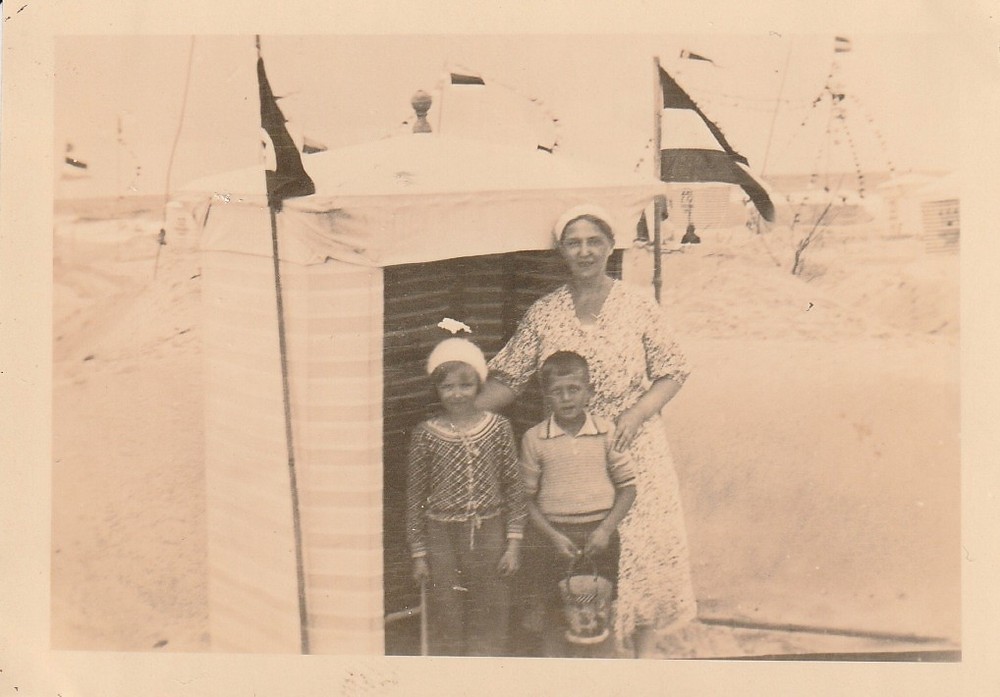 Vintage Photo Family At Locker Room On Beach Snapshot