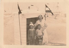 Vintage Photo Family At Locker Room On Beach Snapshot