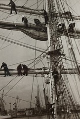 Sailboat «Tovarishch» in Odesa Seaport Photo, Black and White Vintage Photo