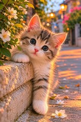 Super Cute Kitty Cat Digital Image Picture Photo Wallpaper Desktop AI Art