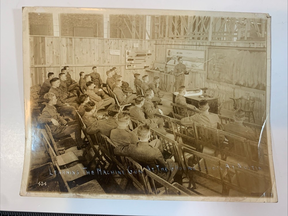 1917 Real 8.5 x 6.5” Photo WW1 “Learning The Machine Gun At The Ground School”