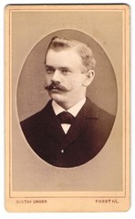 Photograph Gustav Unger, Forst, young man with well-kept moustache and sheath