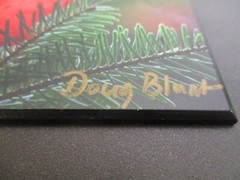 Signed Nature Autumn Red Leaf & Pine Photo on Dura Plaq by Doug Blunt 8×10 (A4)