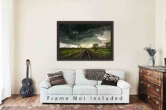 Storm Photography Print: Kansas Train Tracks Thunderstorm Railroad Photo