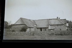 Great Old Negative – Yard – Building Thatched Roof – 1920s-40s