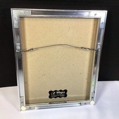 Framed Silver Autumn Leaf Design Art 10.5 x 8.5 Inch Heavy Custom Frame