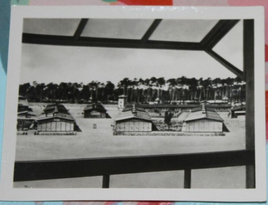Photo concentration camp Sachsenhausen GDR memorial view from tower A residential barracks HG