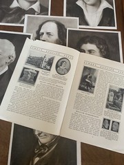 Famous English Poets Pamphlet & 6 Intaglio-gravure Pictures 9.5” H X 7”W