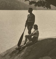 1937 «Haven Of Rest» Couple In Shade W/ Canoe Art Deco Photograph By Leighton