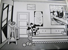 VINTAGE POP ART PHOTO 1986 FEATURES DONALD DUCK IN LICHTENSTEIN STYLE ROOM B&W