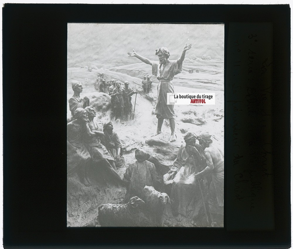 The Forerunner Of Christ, Glass Photo Plaque, Black & White, Positive 8.5×10 Cm