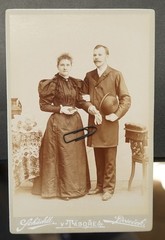 Photo CDV KAB Portrait Wedding Tabor Czech Republic Bohemia Dress Hat Man Bible Book