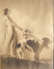 Alfred Cheney Johnston photograph of Margaret Horan and Greyhound Dogs