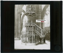 Strasbourg Cathedral, Photo Glass Plaque, Black & White, Positive 8.5X10 Cm