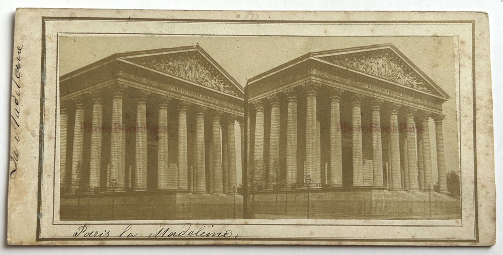 The Church Of La Madeleine C1858 PARIS Photo Stereo Vintage Album P77L2n