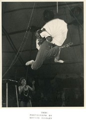 Circus acrobat high wire act w umbrella jump vintage art photo Edward Quigley