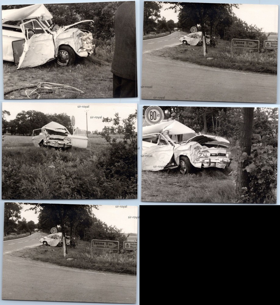 5x NSU Prinz 1000 car motor vehicle accident near Hunteburg near Damme 1965 – photo 10x7cm