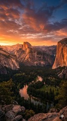 Yosemite Valley Landscape Digital Image AI Art Vertical