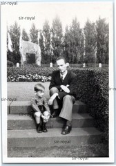 Beuel 1942 – Father and Son in Front of Memorial – 1940s – Photo 6x9cm
